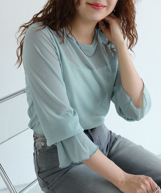 157cm / ラメ / ブルー / クルーネック / M