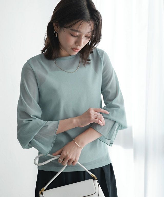 167cm / ラメ / ブルー / クルーネック / M