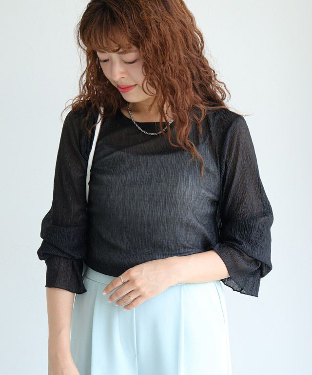 157cm / 楊柳 / ブラック / クルーネック / M