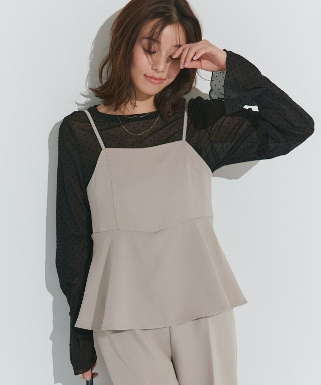 167cm / ドット / ブラック / クルーネック / M