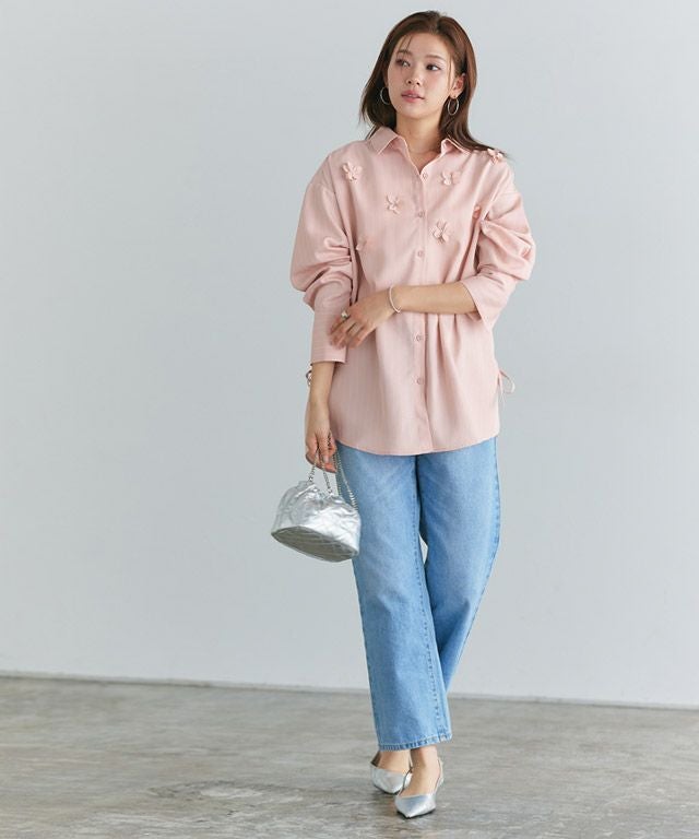 166cm / ストライプ / ピンク / M