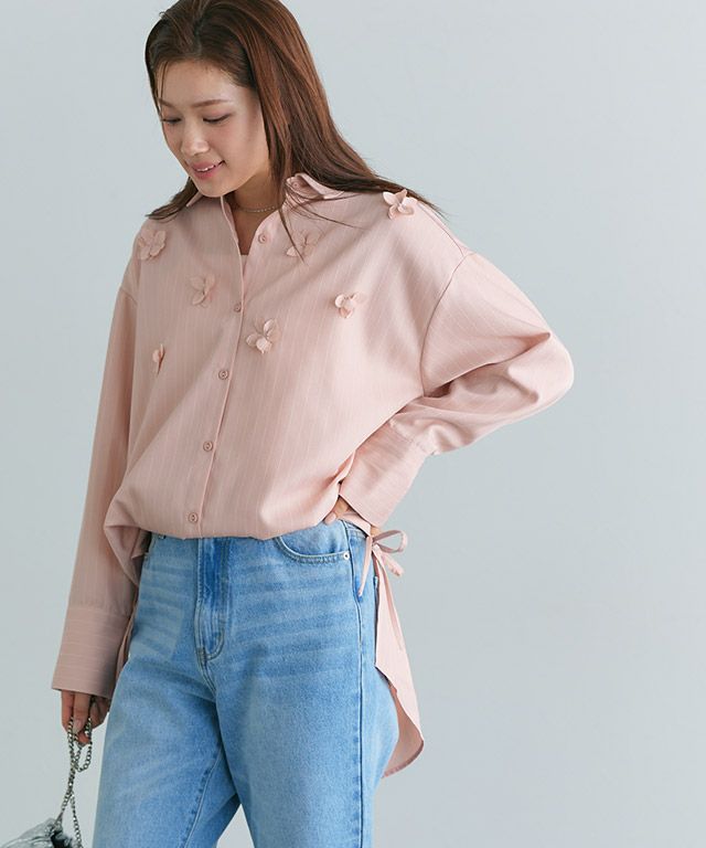 166cm / ストライプ / ピンク / M