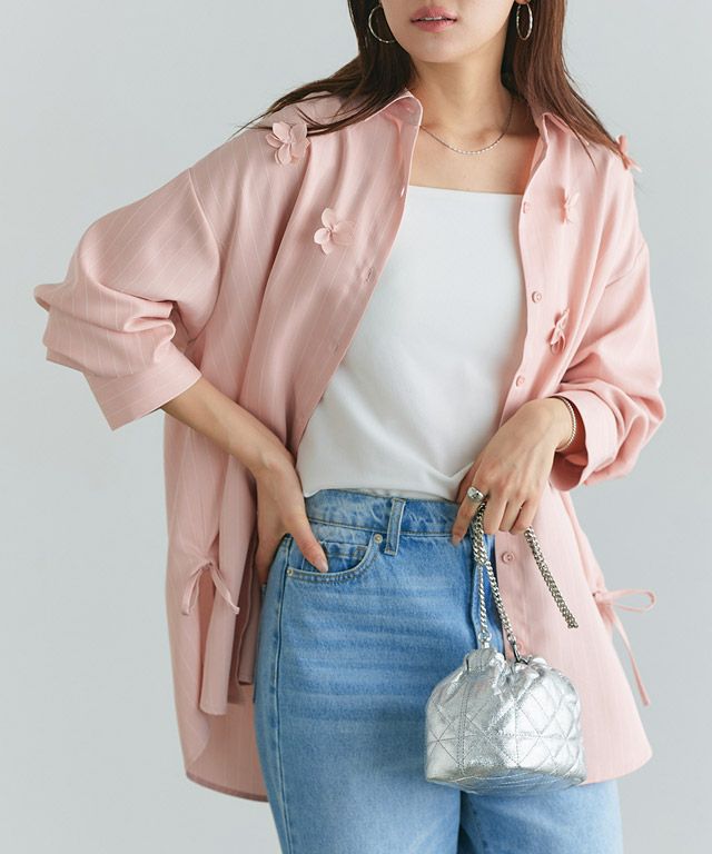 166cm / ストライプ / ピンク / M