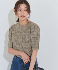 ツイードパフスリーブカットソー