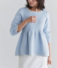 配色ペプラムニット