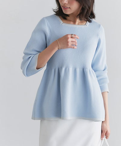 配色ペプラムニット