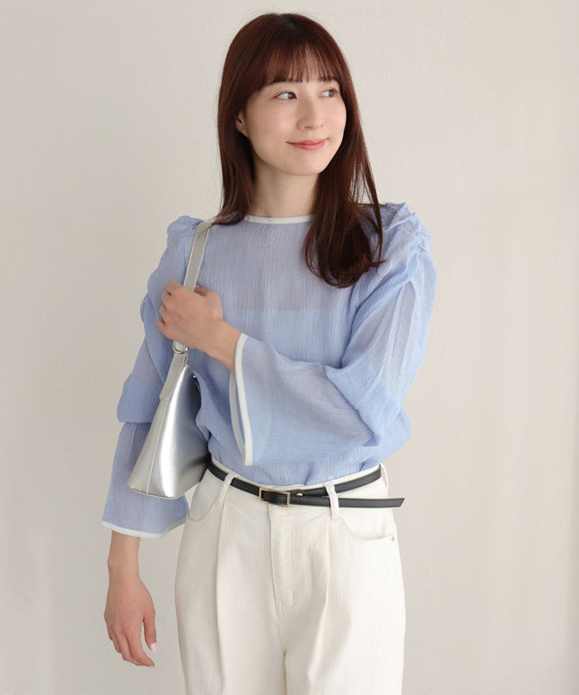 163cm / サックス×アイボリー / M