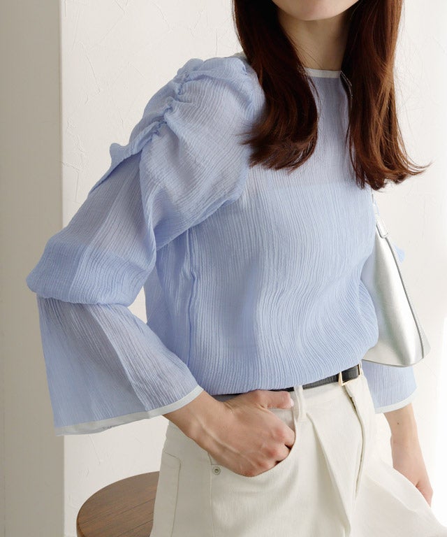 163cm / サックス×アイボリー / M