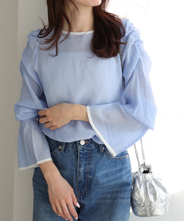 163cm / サックス×アイボリー / M