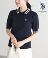 【U.S.POLO ASSN.】配色デザインポロニット【Pierrot】