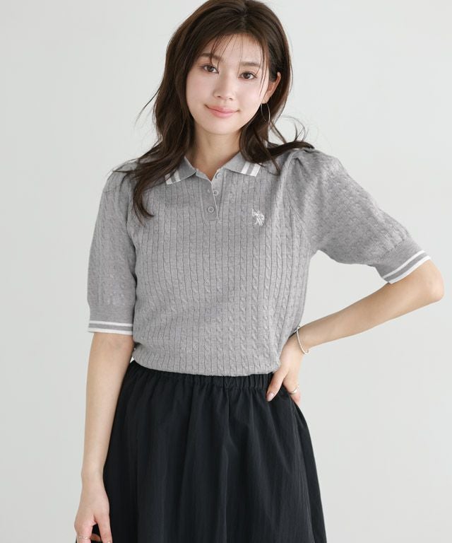 166cm / 杢グレー×オフホワイト / M