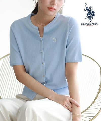 【U.S.POLO ASSN.】キーネックデザインカーディガン【Pierrot】