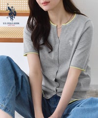【U.S.POLO ASSN.】キーネックデザインカーディガン【Pierrot】