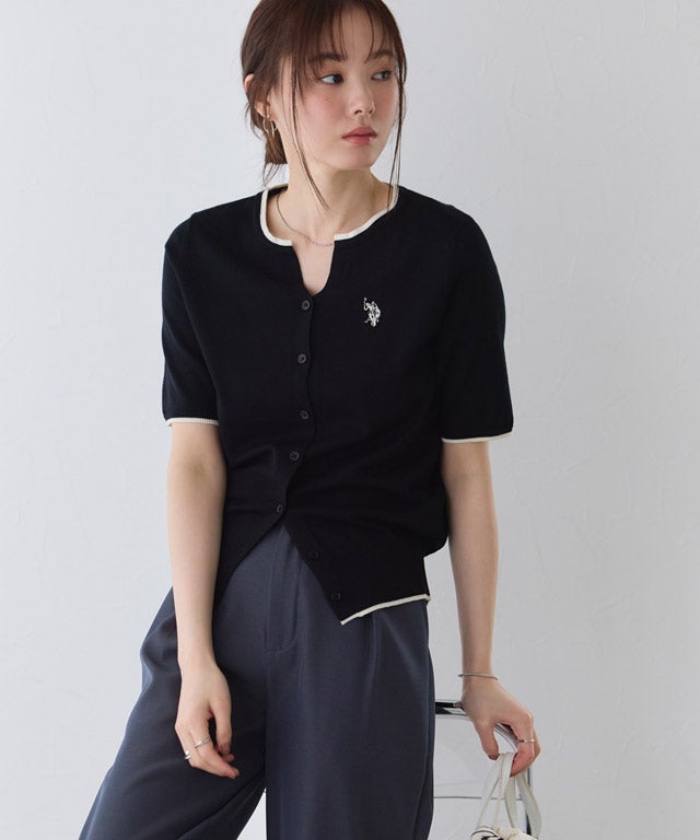 U.S.POLO ASSN.】キーネックデザインカーディガン【Pierrot