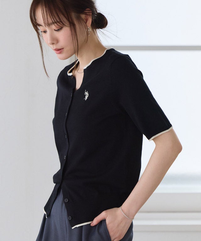 U.S.POLO ASSN.】キーネックデザインカーディガン【Pierrot