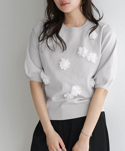 フラワーモチーフニット