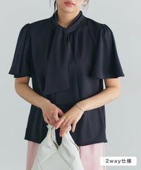 2wayフレアスリーブボウタイブラウス【Pierrot】