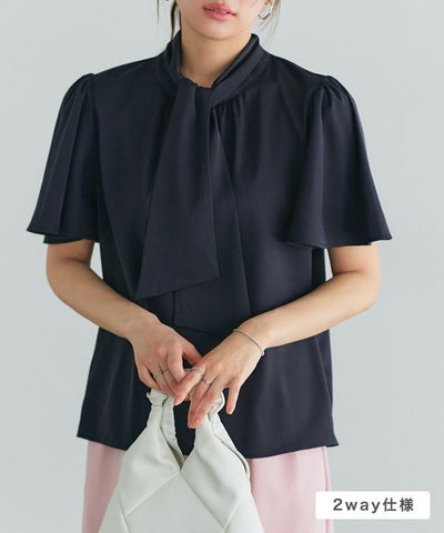 2wayフレアスリーブボウタイブラウス【Pierrot】