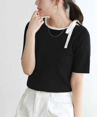 リボンデザインニットプルオーバー