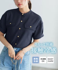 接触冷感リネンライクブラウス【Pierrot】