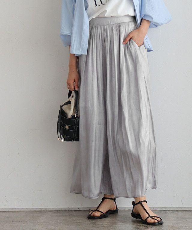 シャイニーサテンワイドパンツ