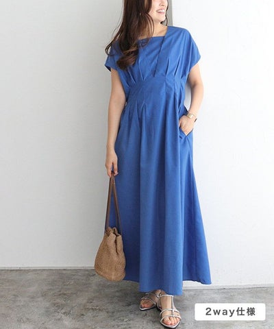 ウエストタックフレンチスリーブワンピース