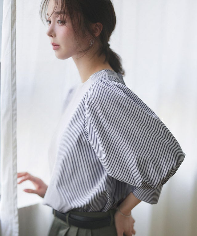 163cm / ストライプ / ネイビー / M