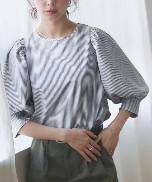163cm / ストライプ / ネイビー / M