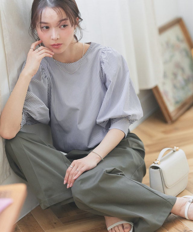 163cm / ストライプ / ネイビー / M