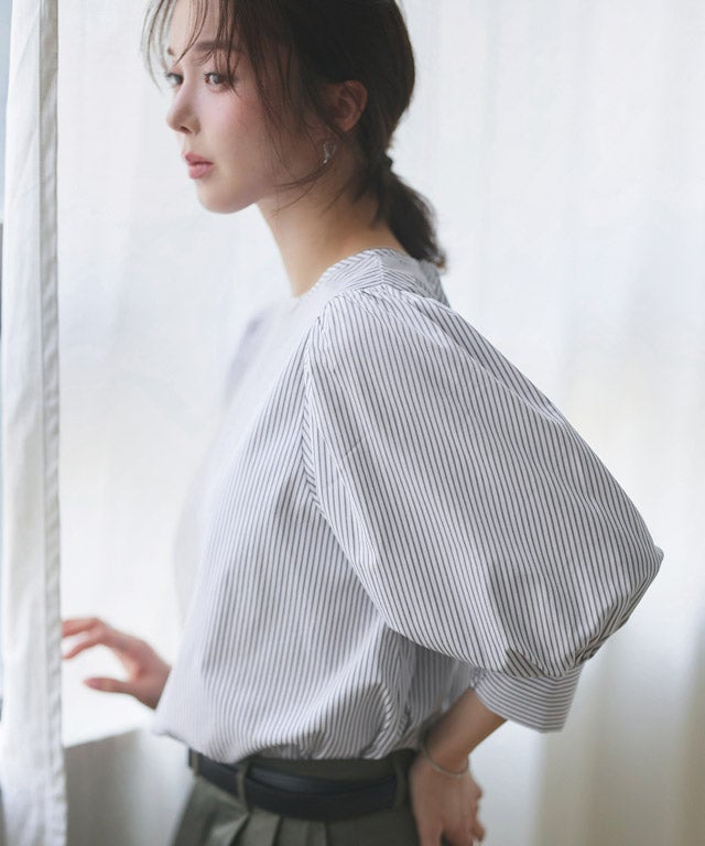 163cm / ストライプ / グレー / M