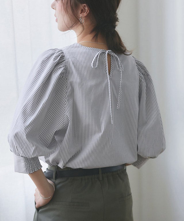 163cm / ストライプ / グレー / M