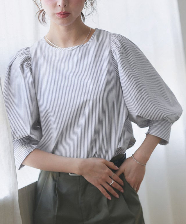 163cm / ストライプ / グレー / M