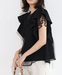 チュールドッキングフレアコットンTシャツ