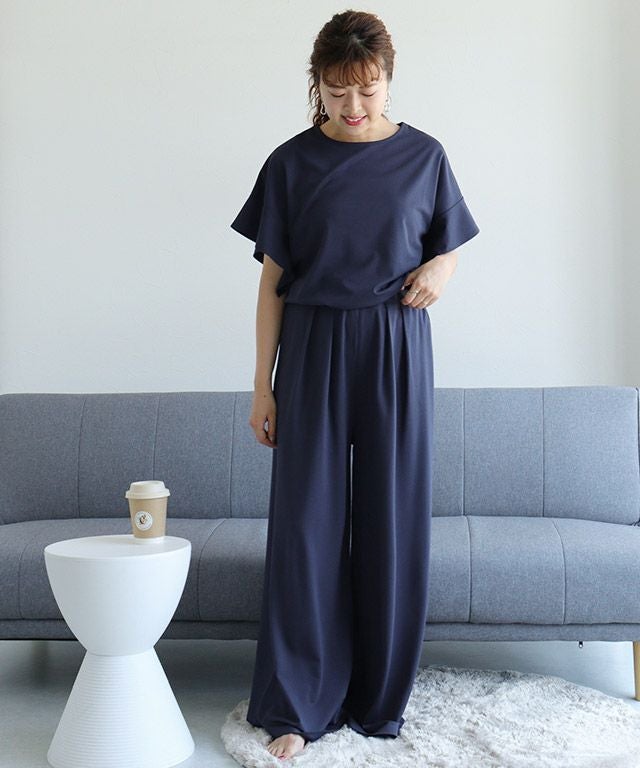 低身長サイズあり】カットソーイージーワイドパンツ【Pierrot