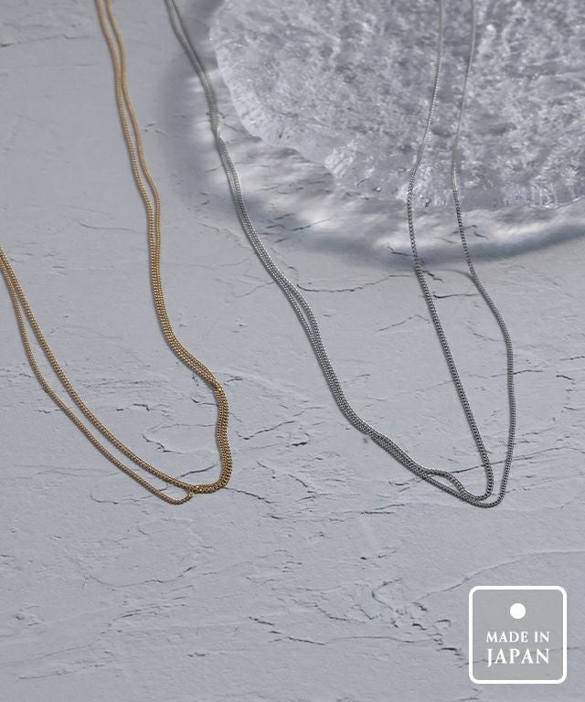 シンプルダブルチェーンクラスプネックレス