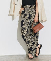 ボタニカル柄ラフストレートパンツ