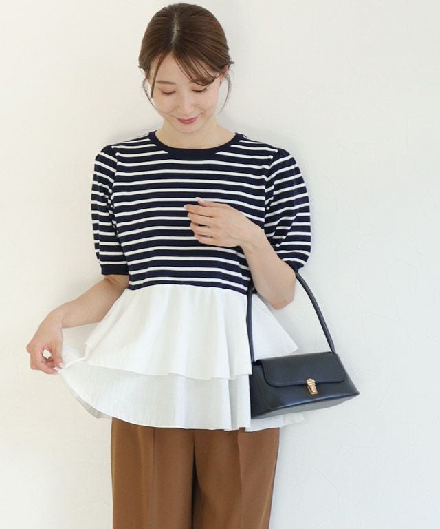 163cm / ネイビー×オフホワイト / M