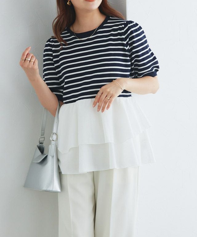 157cm / ネイビー×オフホワイト / M