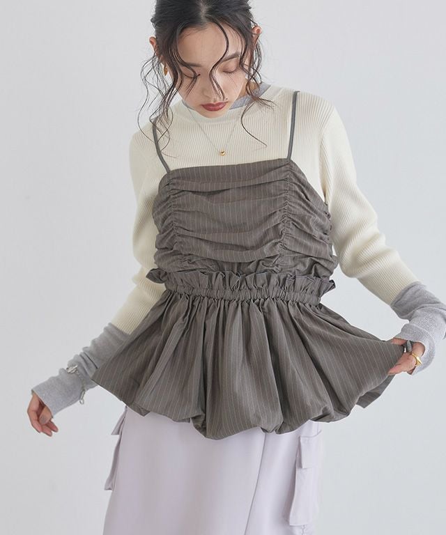 163cm / ストライプ/チャコール / M