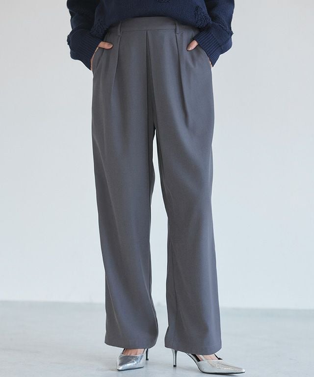 [ECLAM] タックストレートパンツ