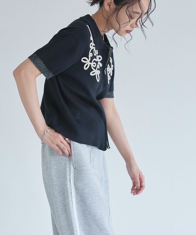 163cm / ブラック×アイボリー / F