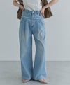 [ECLAM] フリンジデザインデニムパンツ