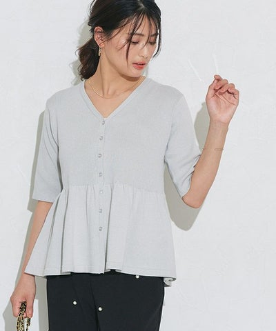 ペプラムニットカーディガン