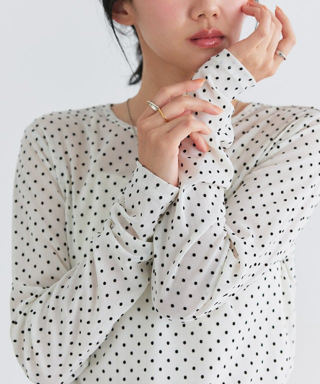 162cm / ドット / アイボリー / M