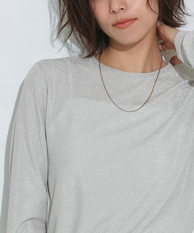 167cm / ラメ / シルバー / クルーネック / M