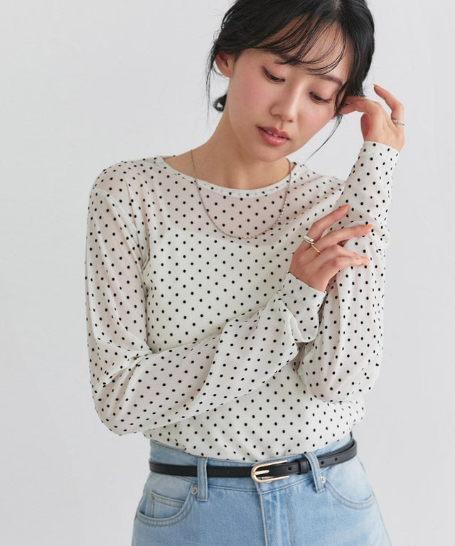 162cm / ドット / アイボリー / M