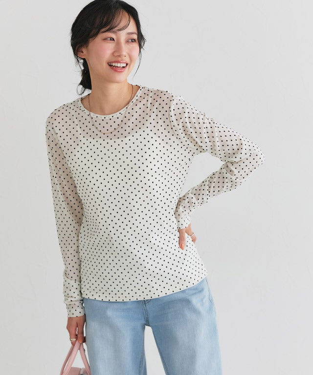 162cm / ドット / アイボリー / M