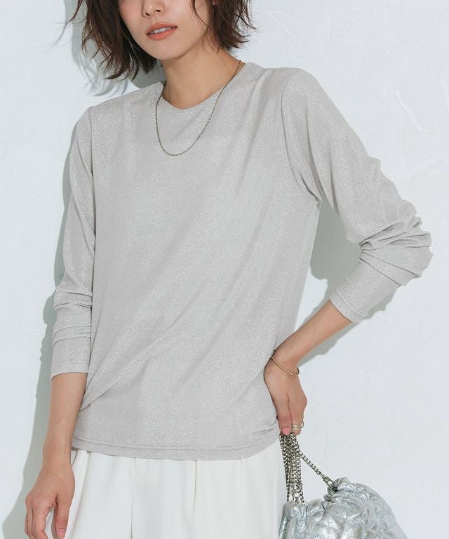 167cm / ラメ / シルバー / クルーネック / M