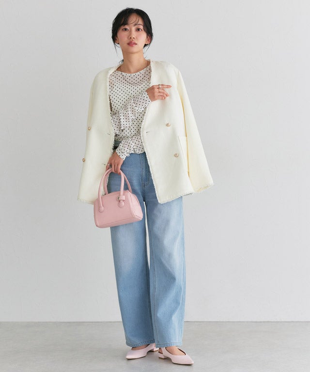 162cm / ドット / アイボリー / M