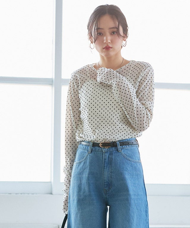 160cm / ドット / アイボリー / M